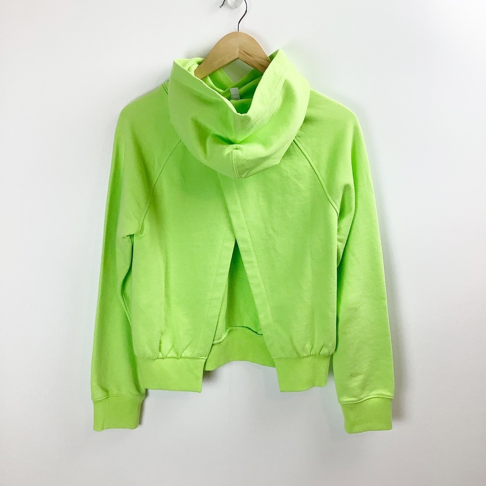 Athleta Neon Green Open Back Hooded Sweatshirt New - Picture 6 of 9